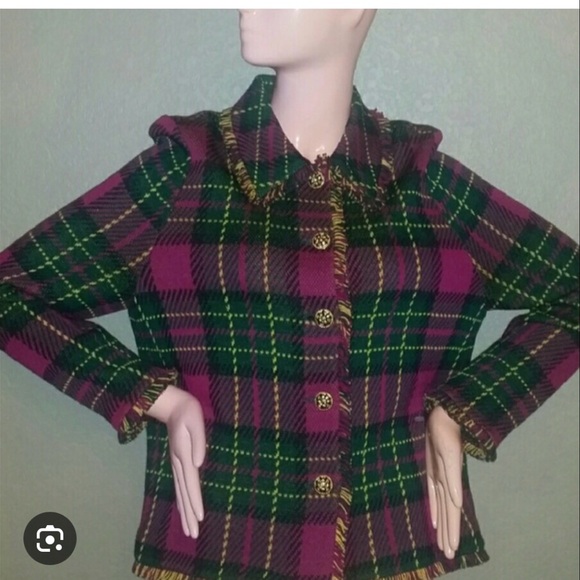 St. John Pink and Green Plaid Jacket - Picture 2 of 3